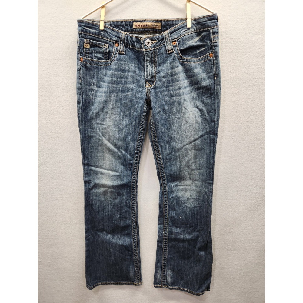 Big Star Jeans Women's 31R Blue Sweet Ultra Low Rise‎ Boot Flare Western Cowgirl